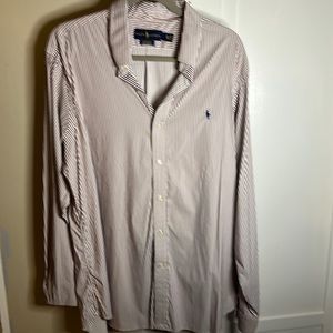 Men’s XL long sleeve Ralph Lauren maroon/white striped shirt.